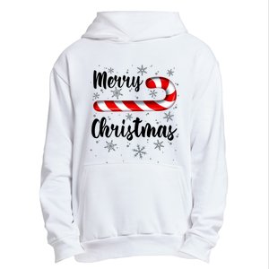 Candy Cane Merry Christmas Red And White Candy Snowflakes Urban Pullover Hoodie