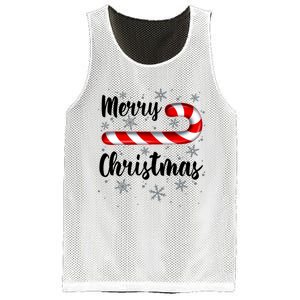 Candy Cane Merry Christmas Red And White Candy Snowflakes Mesh Reversible Basketball Jersey Tank