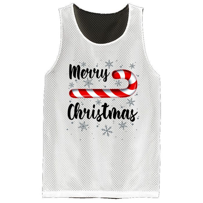 Candy Cane Merry Christmas Red And White Candy Snowflakes Mesh Reversible Basketball Jersey Tank