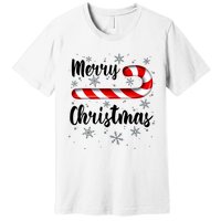 Candy Cane Merry Christmas Red And White Candy Snowflakes Premium T-Shirt