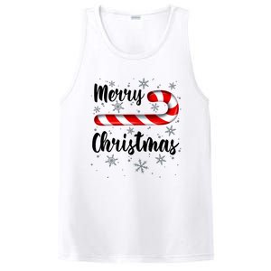 Candy Cane Merry Christmas Red And White Candy Snowflakes PosiCharge Competitor Tank