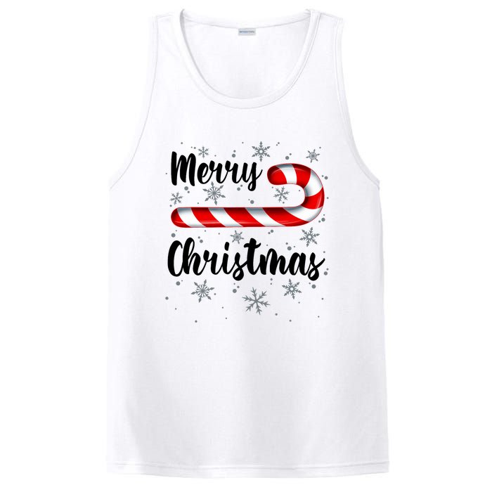 Candy Cane Merry Christmas Red And White Candy Snowflakes PosiCharge Competitor Tank