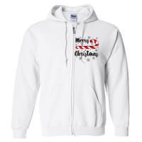 Candy Cane Merry Christmas Red And White Candy Snowflakes Full Zip Hoodie