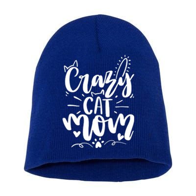 Crazy Cat Mom Cat Lover Cat Day Short Acrylic Beanie