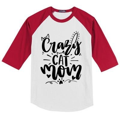 Crazy Cat Mom Cat Lover Cat Day Kids Colorblock Raglan Jersey