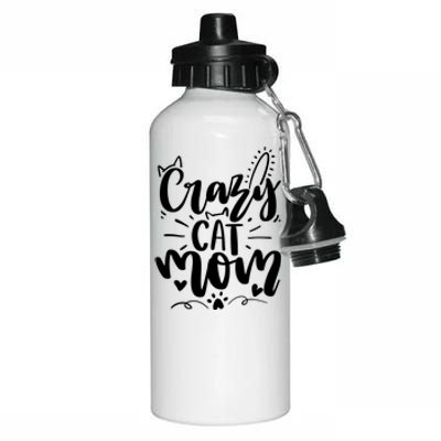 Crazy Cat Mom Cat Lover Cat Day Aluminum Water Bottle