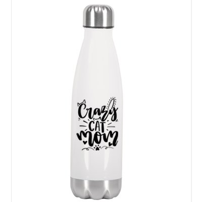 Crazy Cat Mom Cat Lover Cat Day Stainless Steel Insulated Water Bottle