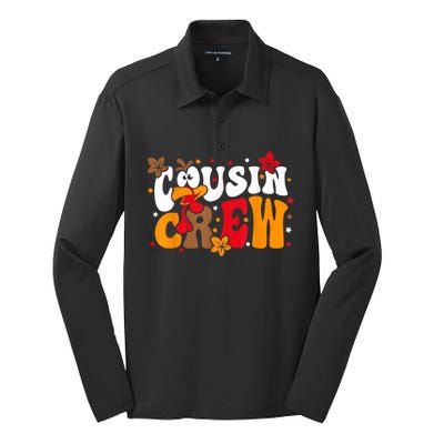 Cousin Crew Matching Shirts Turkey Face Thanksgiving Silk Touch Performance Long Sleeve Polo