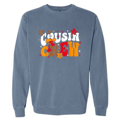 Cousin Crew Matching Shirts Turkey Face Thanksgiving Garment-Dyed Sweatshirt