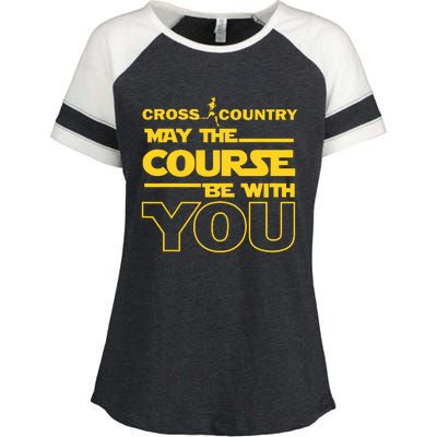 Cross Country May The Course Be With You Runner Jogger Gift Enza Ladies Jersey Colorblock Tee