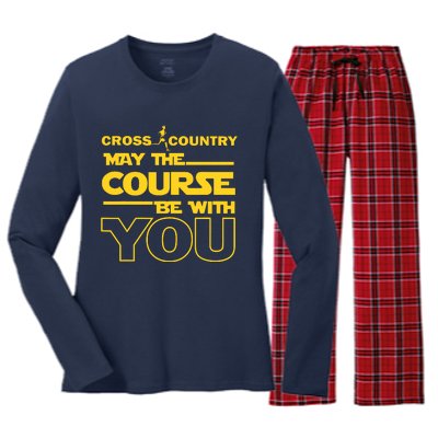 Cross Country May The Course Be With You Runner Jogger Gift Women's Long Sleeve Flannel Pajama Set 