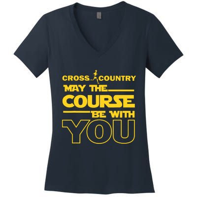 Cross Country May The Course Be With You Runner Jogger Gift Women's V-Neck T-Shirt