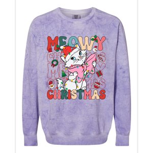 Cute Cat Marie Meowy Christmas Cat Holiday Colorblast Crewneck Sweatshirt