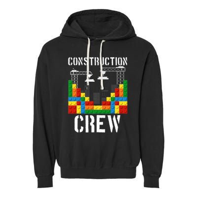 Construction Crew Master Builder Bricklayer Building Blocks Garment-Dyed Fleece Hoodie