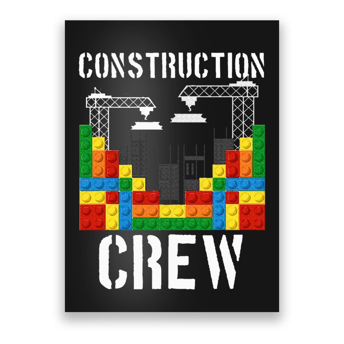 Construction Crew Master Builder Bricklayer Building Blocks Poster