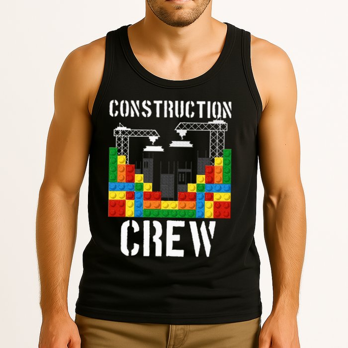 Construction Crew Master Builder Bricklayer Building Blocks Tank Top