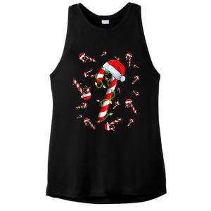 Candy Cane Merry And Bright Red And White Candy Christmas Ladies PosiCharge Tri-Blend Wicking Tank