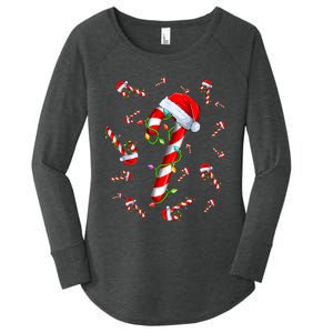 Candy Cane Merry And Bright Red And White Candy Christmas Women's Perfect Tri Tunic Long Sleeve Shirt