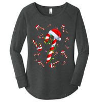 Candy Cane Merry And Bright Red And White Candy Christmas Women's Perfect Tri Tunic Long Sleeve Shirt