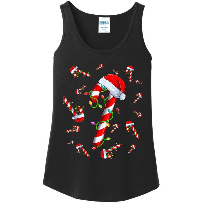 Candy Cane Merry And Bright Red And White Candy Christmas Ladies Essential Tank