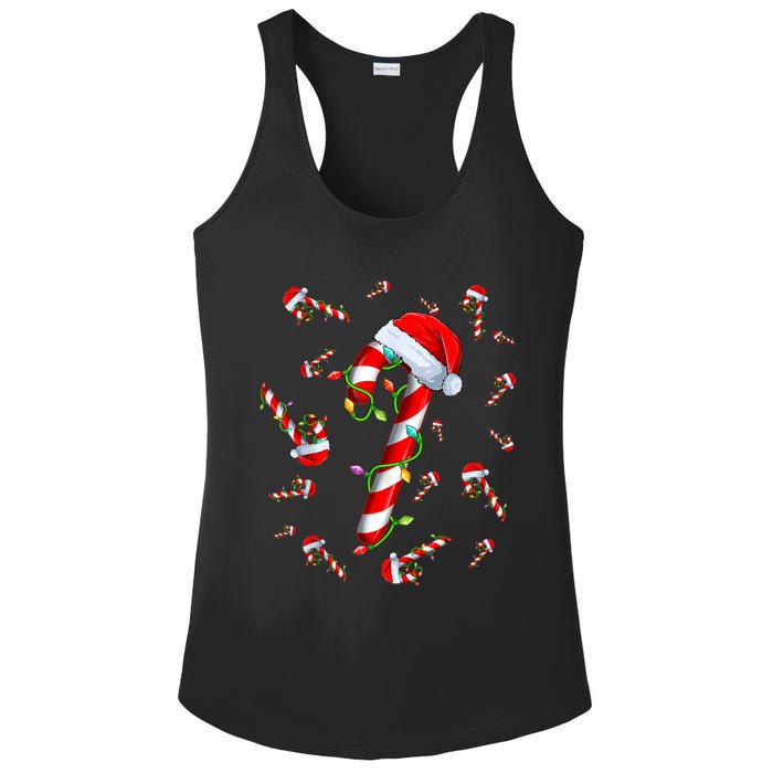 Candy Cane Merry And Bright Red And White Candy Christmas Ladies PosiCharge Competitor Racerback Tank