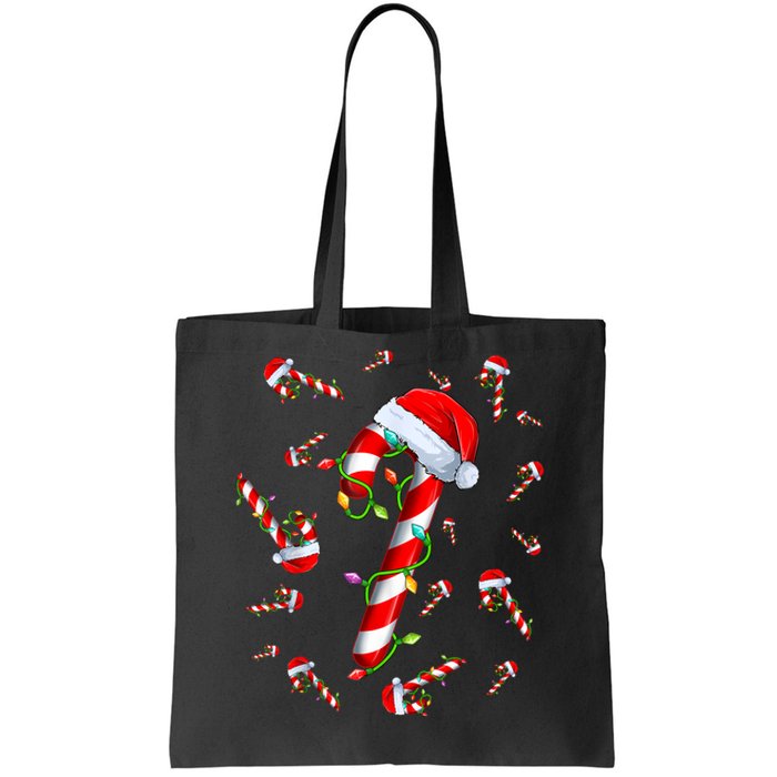 Candy Cane Merry And Bright Red And White Candy Christmas Tote Bag