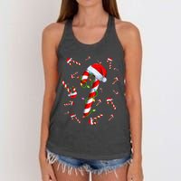 Candy Cane Merry And Bright Red And White Candy Christmas Women's Knotted Racerback Tank