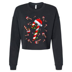 Candy Cane Merry And Bright Red And White Candy Christmas Cropped Pullover Crew