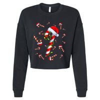 Candy Cane Merry And Bright Red And White Candy Christmas Cropped Pullover Crew