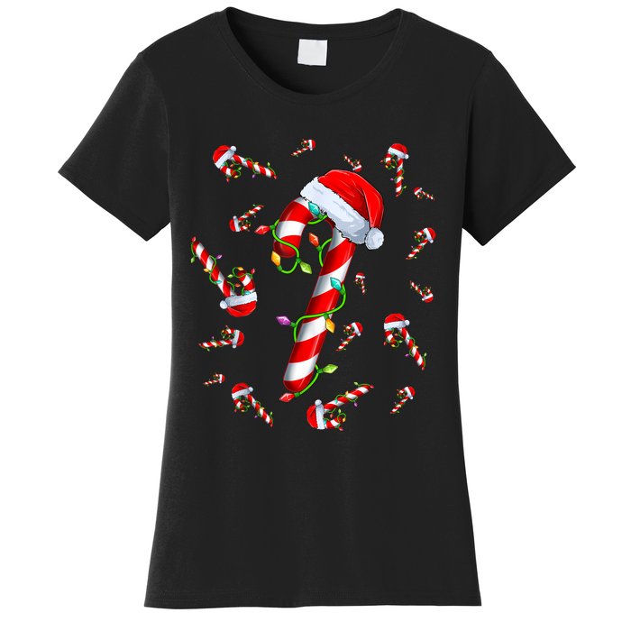 Candy Cane Merry And Bright Red And White Candy Christmas Women's T-Shirt