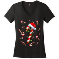 Candy Cane Merry And Bright Red And White Candy Christmas Women's V-Neck T-Shirt