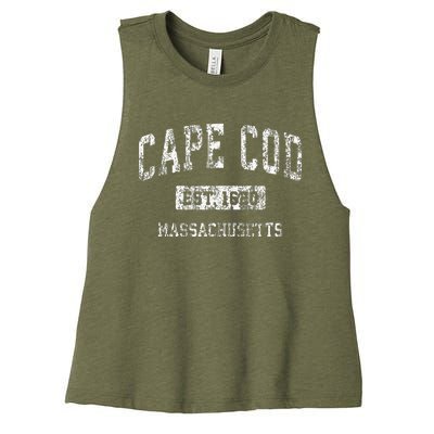 Cape Cod Massachusetts Ma Vintage Sports Women's Racerback Cropped Tank