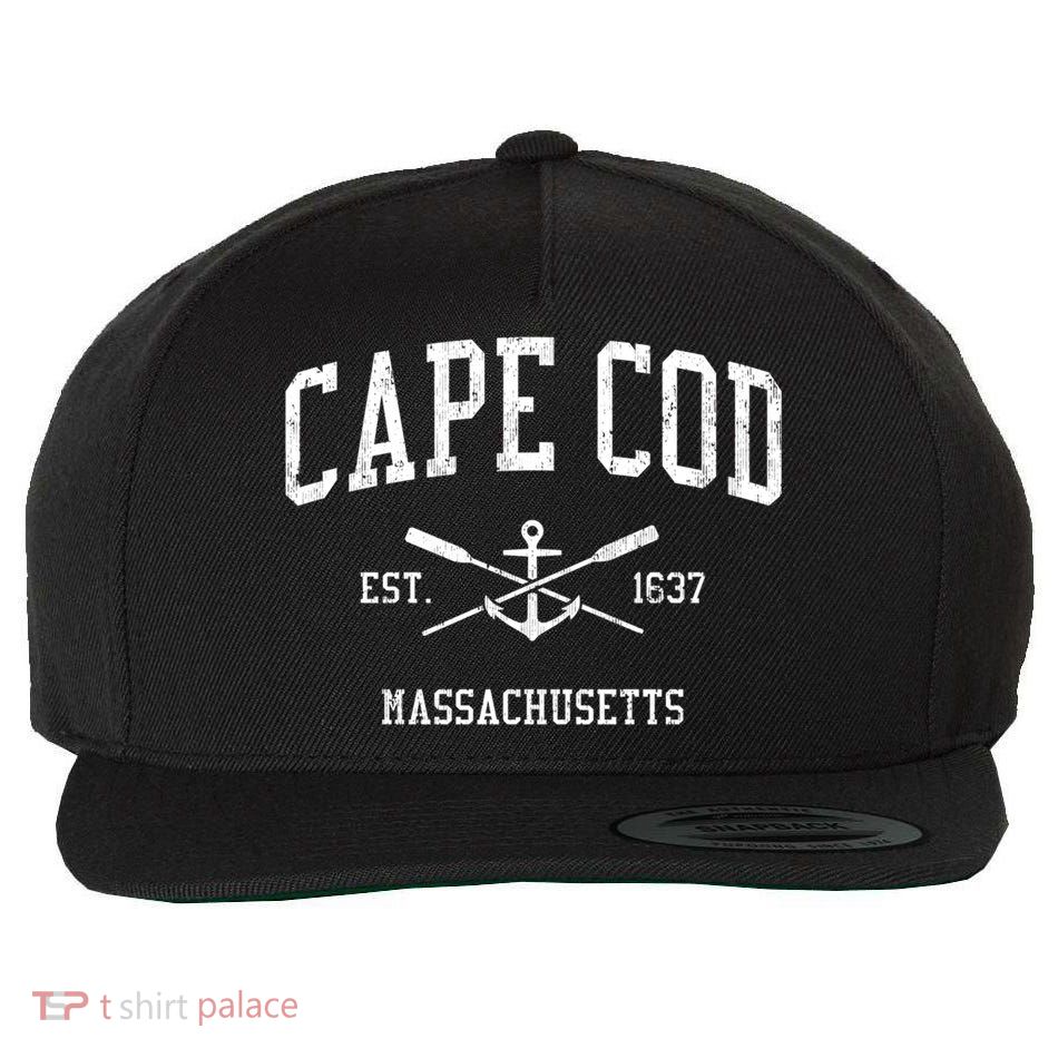 Cape Cod Ma Vintage Crossed Oars And Boat Anchor Sports Gift Wool Snapback Cap