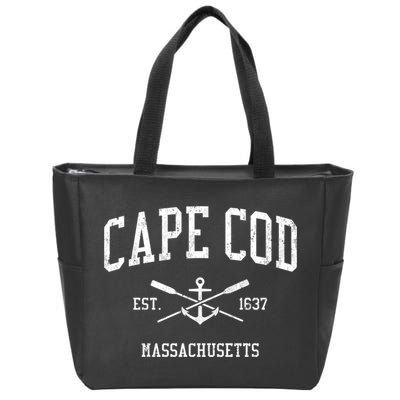 Cape Cod Ma Vintage Crossed Oars And Boat Anchor Sports Gift Zip Tote Bag