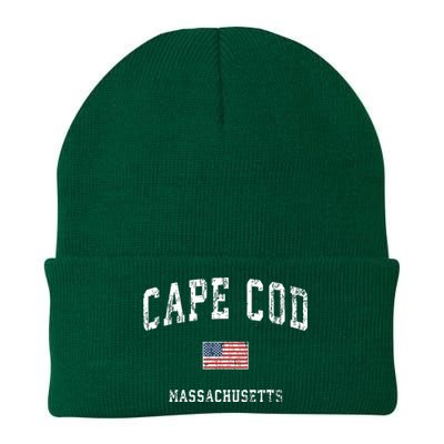 Cape Cod Massachusetts Ma Vintage American Flag Sports Knit Cap Winter Beanie