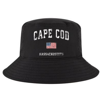 Cape Cod Massachusetts Ma Vintage American Flag Sports Cool Comfort Performance Bucket Hat