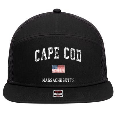 Cape Cod Massachusetts Ma Vintage American Flag Sports 7 Panel Mesh Trucker Snapback Hat