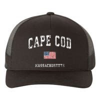 Cape Cod Massachusetts Ma Vintage American Flag Sports Yupoong Adult 5-Panel Trucker Hat