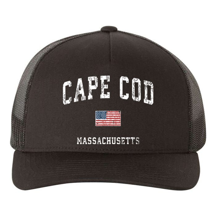 Cape Cod Massachusetts Ma Vintage American Flag Sports Yupoong Adult 5-Panel Trucker Hat