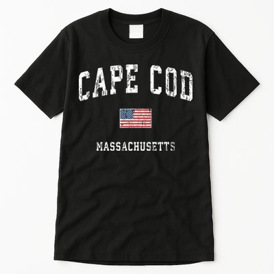 Cape Cod Massachusetts Ma Vintage American Flag Sports Tall T-Shirt