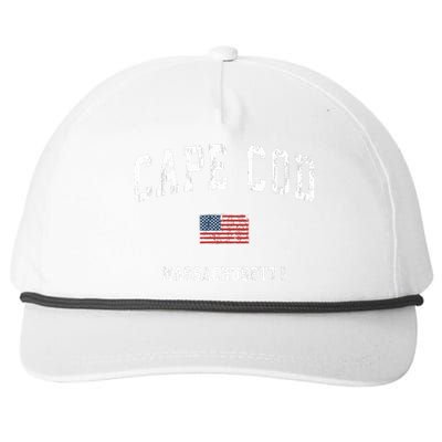 Cape Cod Massachusetts Ma Vintage American Flag Sports Snapback Five-Panel Rope Hat