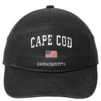 Cape Cod Massachusetts Ma Vintage American Flag Sports 7-Panel Snapback Hat