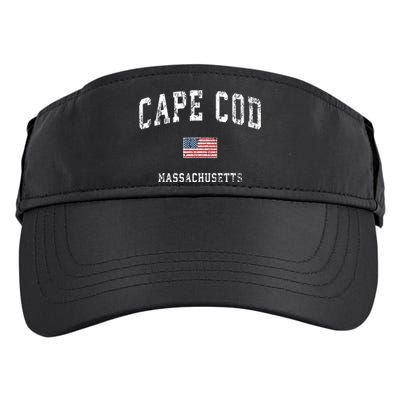 Cape Cod Massachusetts Ma Vintage American Flag Sports Adult Drive Performance Visor