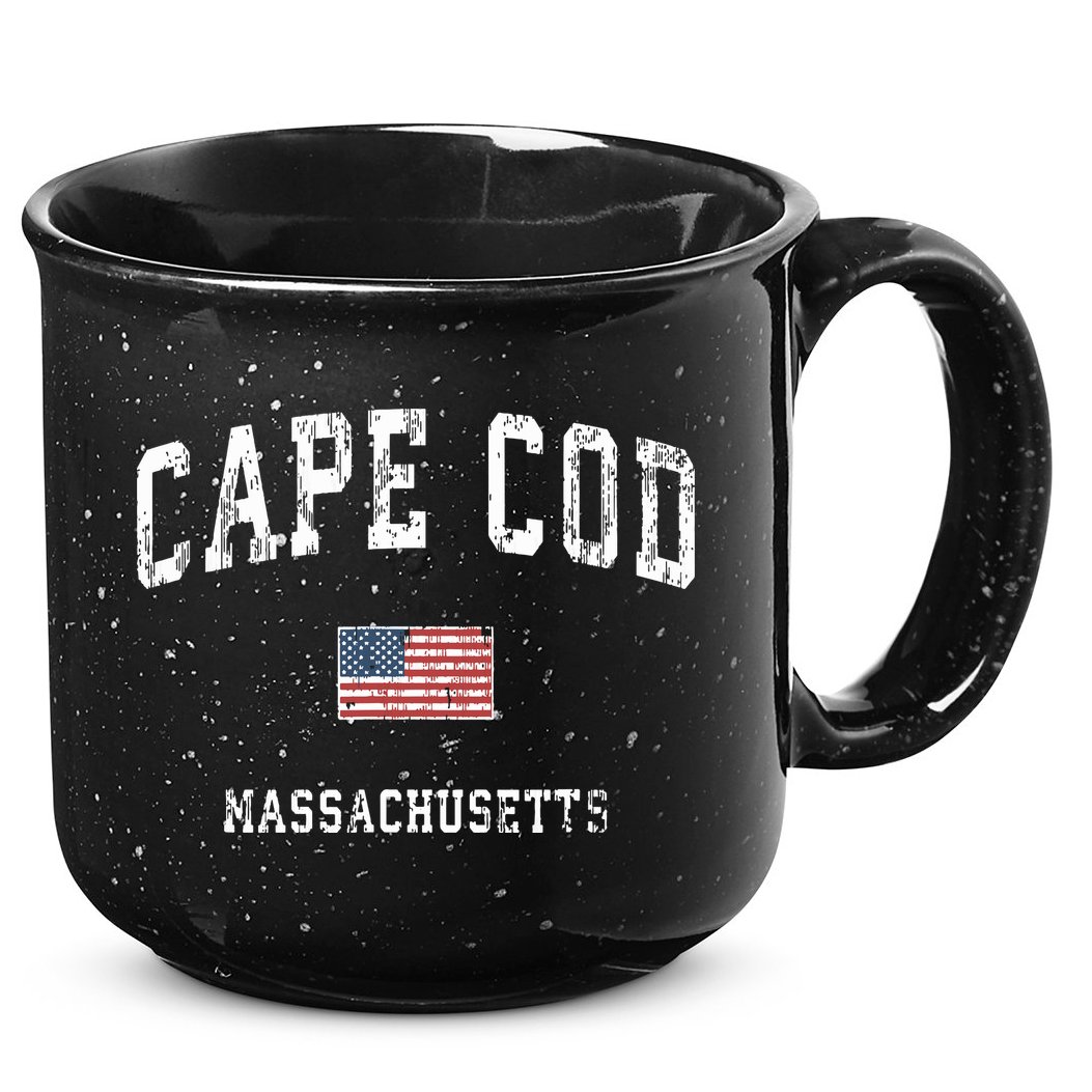 Cape Cod Massachusetts Ma Vintage American Flag Sports 15oz Campfire Ceramic Mug