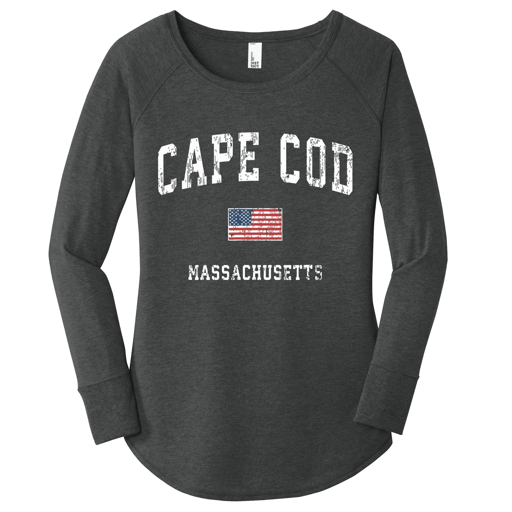 Cape Cod Massachusetts Ma Vintage American Flag Sports Women's Perfect Tri Tunic Long Sleeve Shirt