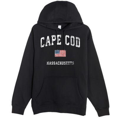 Cape Cod Massachusetts Ma Vintage American Flag Sports Premium Pullover Hoodie