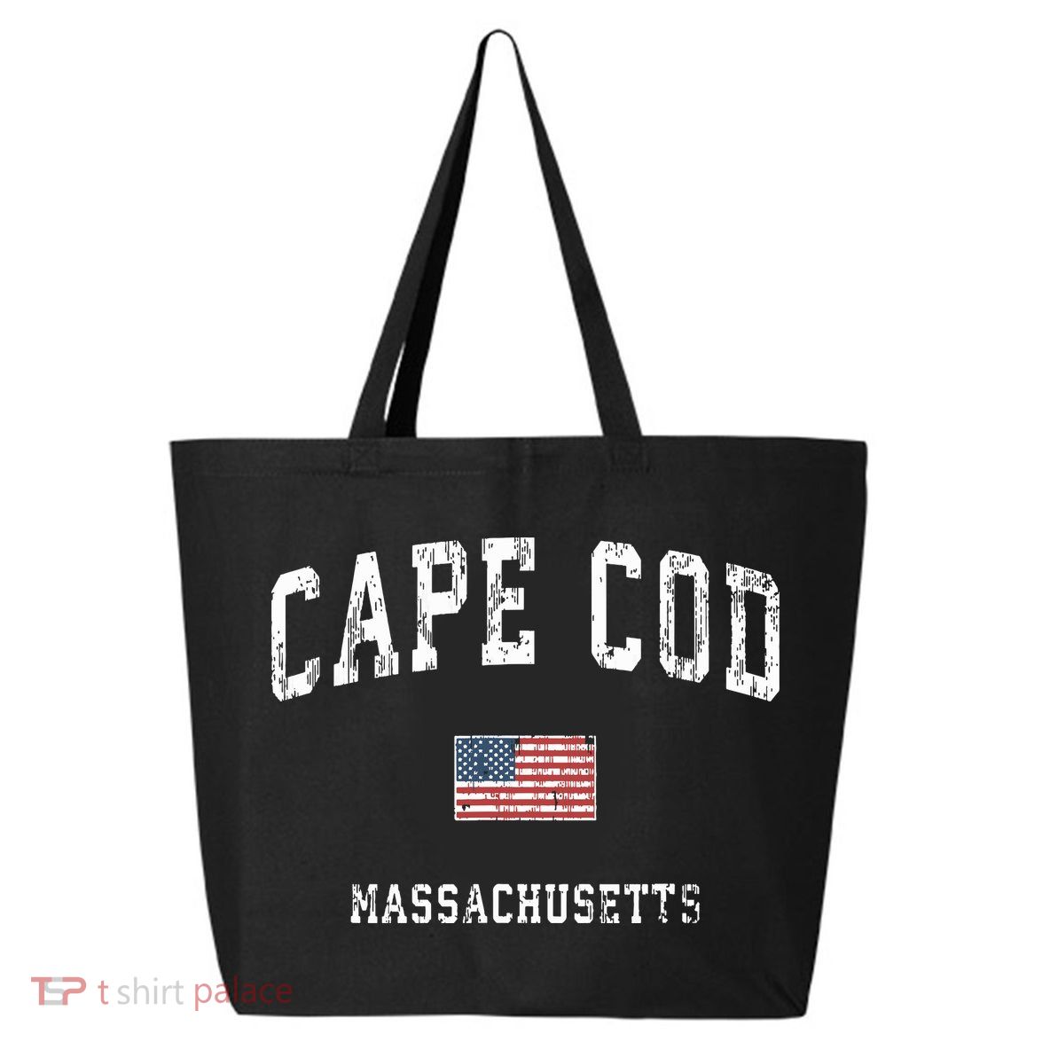 Cape Cod Massachusetts Ma Vintage American Flag Sports 25L Jumbo Tote