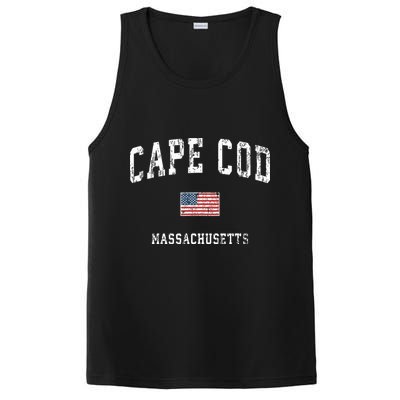 Cape Cod Massachusetts Ma Vintage American Flag Sports PosiCharge Competitor Tank