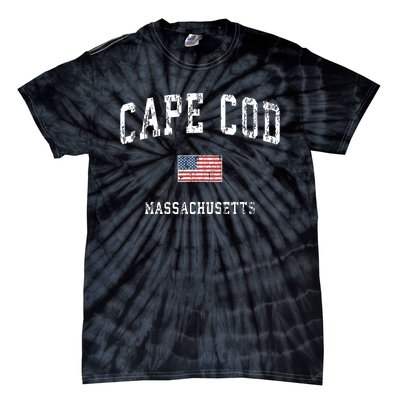 Cape Cod Massachusetts Ma Vintage American Flag Sports Tie-Dye T-Shirt