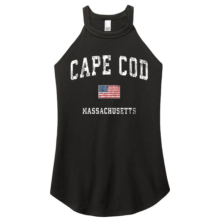 Cape Cod Massachusetts Ma Vintage American Flag Sports Women's Perfect Tri Rocker Tank